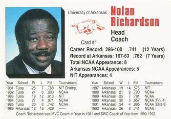 1992-93 Arkansas Razorbacks #1 Nolan Richardson Back