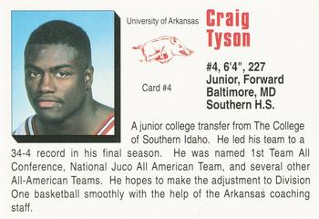 1992-93 Arkansas Razorbacks #4 Craig Tyson Back
