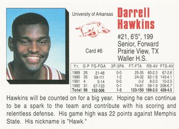 1992-93 Arkansas Razorbacks #6 Darrell Hawkins Back