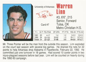 1992-93 Arkansas Razorbacks #7 Warren Linn Back