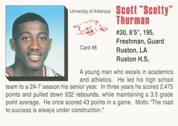 1992-93 Arkansas Razorbacks #8 Scotty Thurman Back