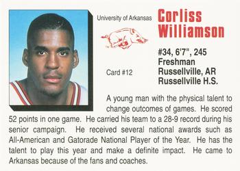 1992-93 Arkansas Razorbacks #12 Corliss Williamson Back