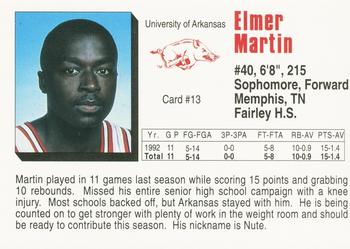 1992-93 Arkansas Razorbacks #13 Elmer Martin Back