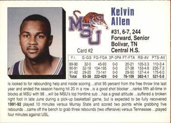 1992-93 Memphis State Tigers #2 Kelvin Allen Back
