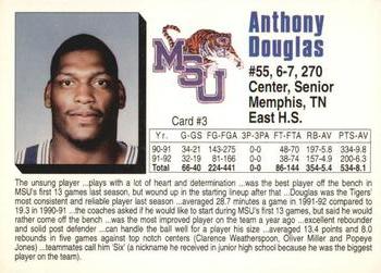 1992-93 Memphis State Tigers #3 Anthony Douglas Back