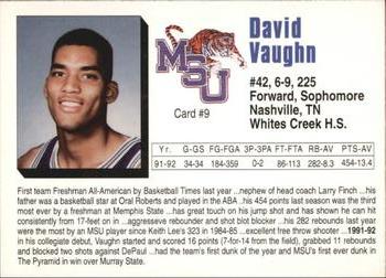 1992-93 Memphis State Tigers #9 David Vaughn Back