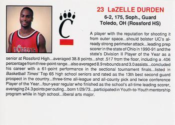 1992-93 Cincinnati Bearcats #3 LaZelle Durden Back