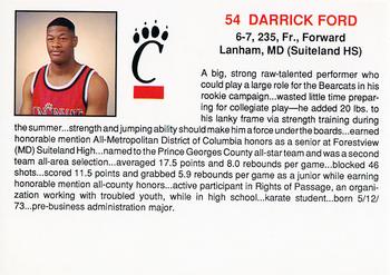 1992-93 Cincinnati Bearcats #5 Darrick Ford Back