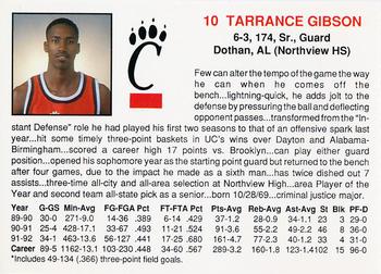1992-93 Cincinnati Bearcats #6 Tarrance Gibson Back