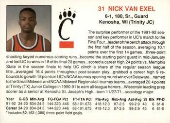 1992-93 Cincinnati Bearcats #14 Nick Van Exel Back