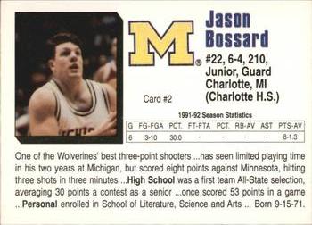 1992-93 Michigan Wolverines #2 Jason Bossard Back