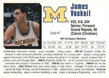 1992-93 Michigan Wolverines #7 James Voskuil Back
