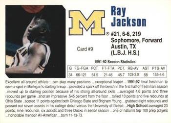 1992-93 Michigan Wolverines #9 Ray Jackson Back