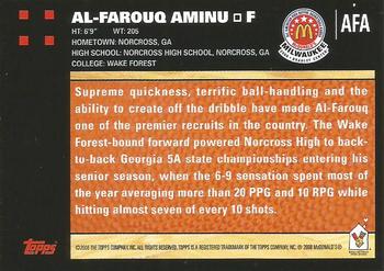 2008 Topps McDonald's All-American Game #AFA Al-Farouq Aminu Back