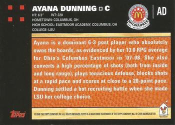2008 Topps McDonald's All-American Game #AD Ayana Dunning Back