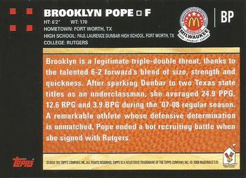 2008 Topps McDonald's All-American Game #BP Brooklyn Pope Back