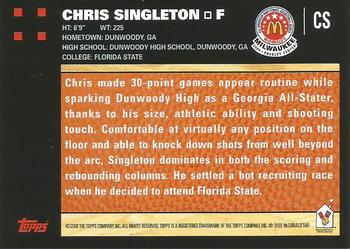 2008 Topps McDonald's All-American Game #CS Chris Singleton Back