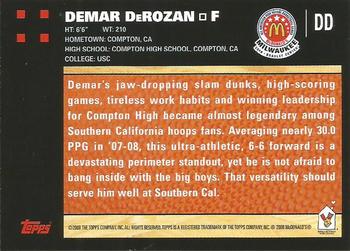 2008 Topps McDonald's All-American Game #DD DeMar Derozan Back