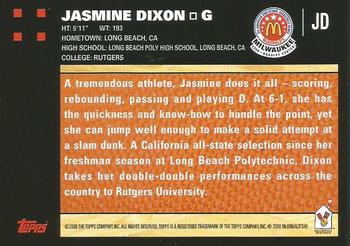 2008 Topps McDonald's All-American Game #JD Jasmine Dixon Back