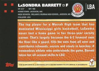 2008 Topps McDonald's All-American Game #LBA LaSondra Barrett Back
