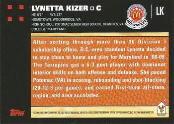 2008 Topps McDonald's All-American Game #LK Lynetta Kizer Back