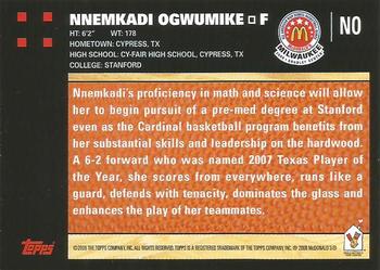 2008 Topps McDonald's All-American Game #NO Nnemkadi Ogwumike Back