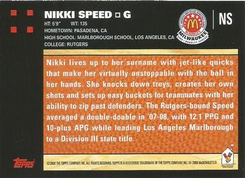 2008 Topps McDonald's All-American Game #NS Nikki Speed Back