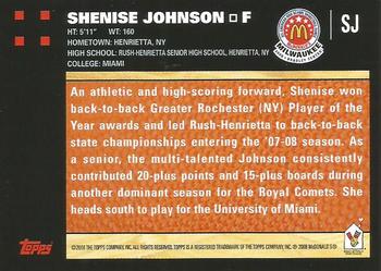 2008 Topps McDonald's All-American Game #SJ Shenise Johnson Back