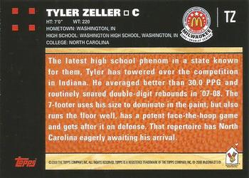 2008 Topps McDonald's All-American Game #TZ Tyler Zeller Back