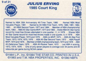 1997 1984-85 Star Court Kings Regular Size (Unlicensed) #9 Julius Erving Back