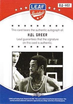 2012-13 Leaf Retail - Base Autographs #BA-HG1 Hal Greer Back