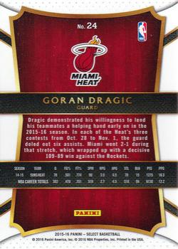 2015-16 Panini Select #24 Goran Dragic Back