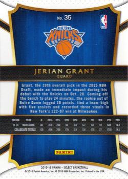 2015-16 Panini Select #35 Jerian Grant Back