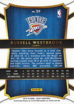 2015-16 Panini Select #59 Russell Westbrook Back