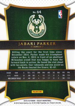 2015-16 Panini Select #64 Jabari Parker Back