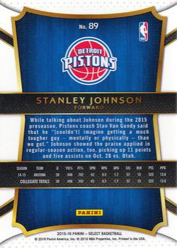 2015-16 Panini Select #89 Stanley Johnson Back