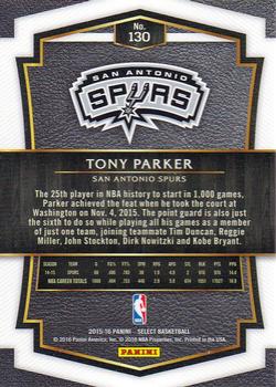 2015-16 Panini Select #130 Tony Parker Back