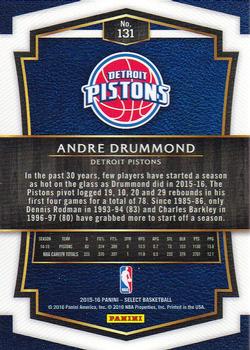 2015-16 Panini Select #131 Andre Drummond Back