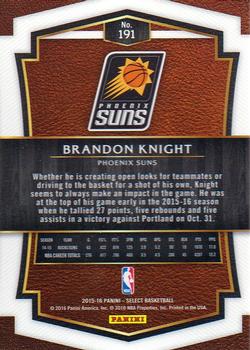 2015-16 Panini Select #191 Brandon Knight Back