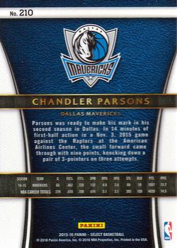 2015-16 Panini Select #210 Chandler Parsons Back