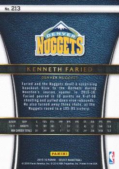 2015-16 Panini Select #213 Kenneth Faried Back