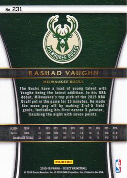 2015-16 Panini Select #231 Rashad Vaughn Back