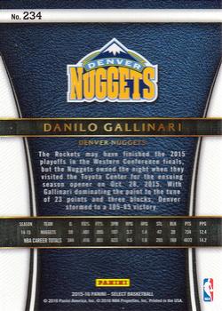 2015-16 Panini Select #234 Danilo Gallinari Back