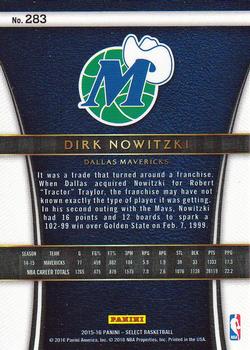 2015-16 Panini Select #283 Dirk Nowitzki Back