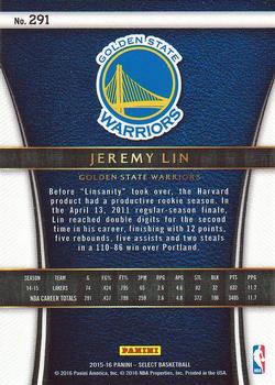 2015-16 Panini Select #291 Jeremy Lin Back