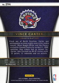 2015-16 Panini Select #294 Vince Carter Back