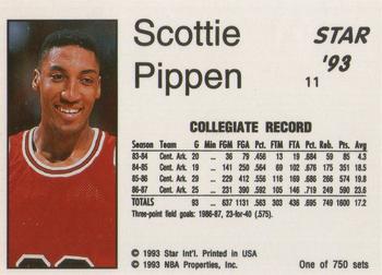 1993 Star Platinum #11 Scottie Pippen Back