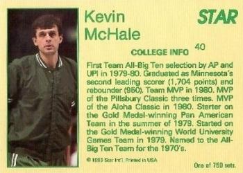 1993 Star Platinum #40 Kevin McHale Back