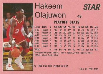 1993 Star Platinum #49 Hakeem Olajuwon Back