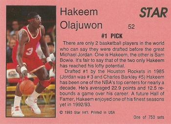 1993 Star Platinum #52 Hakeem Olajuwon Back